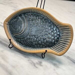 Unique Vintage Ceramic Fish Shape Pottery Tray Made in Columbia